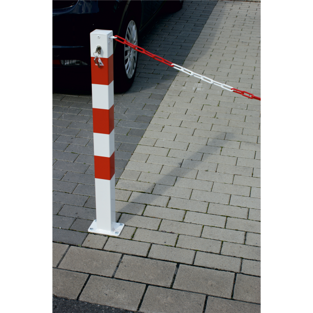 Barrier posts | Steel tube 70 x 70 mm | stationary, for casting in concrete | hot-dip galvanized / coated white | hot-dip galvanized | with 1 eyelet